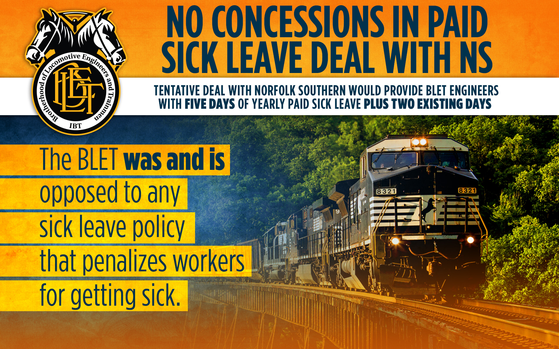 BLET’s paid sick leave agreement with NS is not tied to attendance ...